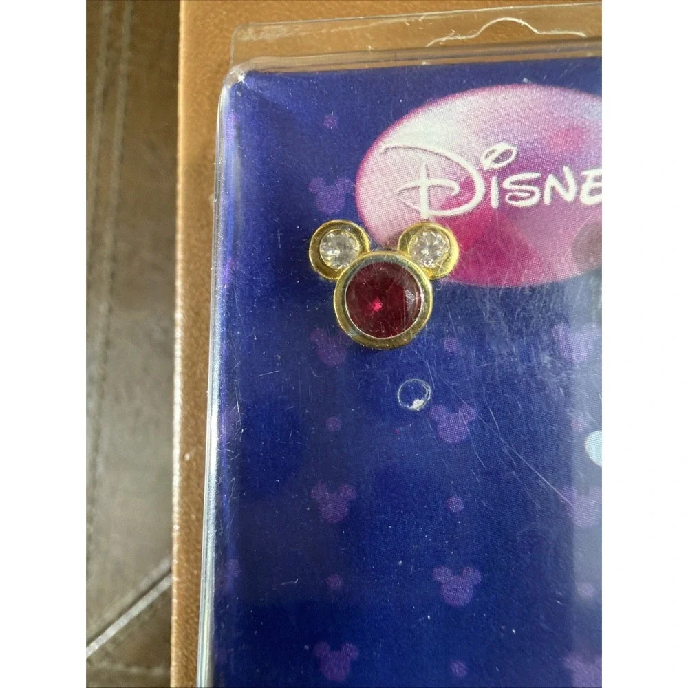 Vintage‎ Disney Sterling Silver Mickey Mouse July Birthstone Earrings Gold Wash